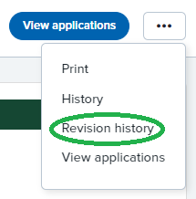 The revision history link on a requisition