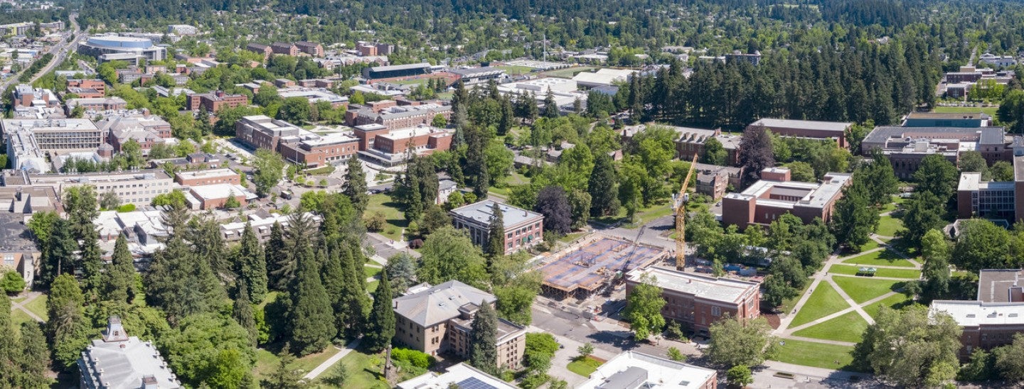 aerial photo of the eugene UO campus