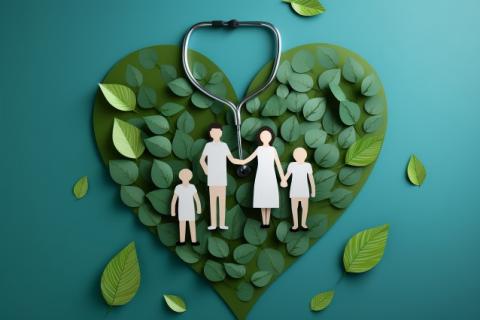 abstract image of family, health, green leaves, heart