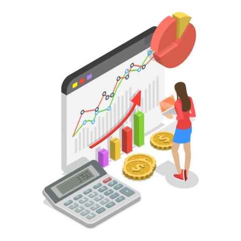 woman looking at financial projections