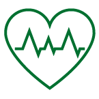 line drawing of heart with heart monitor tracing