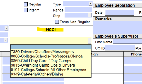 screenshot of NCCI field on PRF