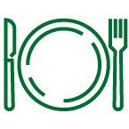 plate, knife and fork