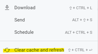 Clear cache option in Enhanced Reporting