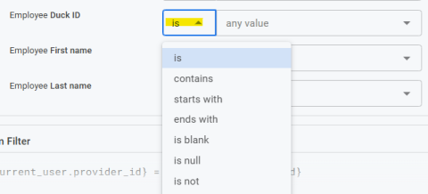 Operator options in enhanced reporting