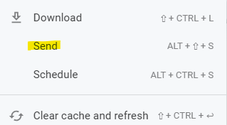 Send button in Enhanced Reporting