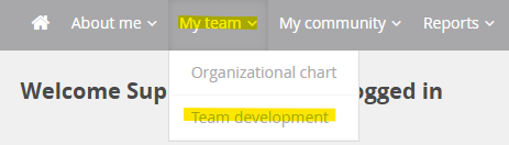 My Team menu in MyTrack