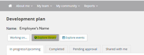 Explore library button in MyTrack