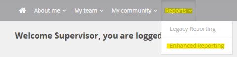 Reporting menu in MyTrack's Learning Module