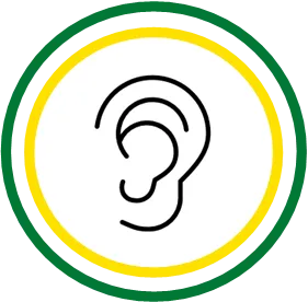 icon of an ear inside green and yellow circles