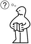 stick figure with a question mark in a thought bubble