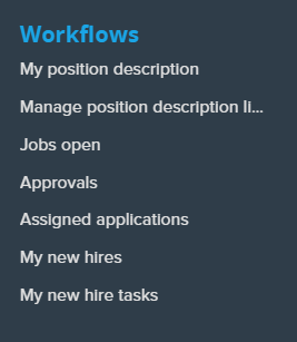 A portion of the menu options from the hamburger menu in MyTrack that includes 'My new hires'