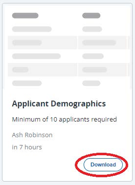 Applicant Demographic report tile in MyTrack